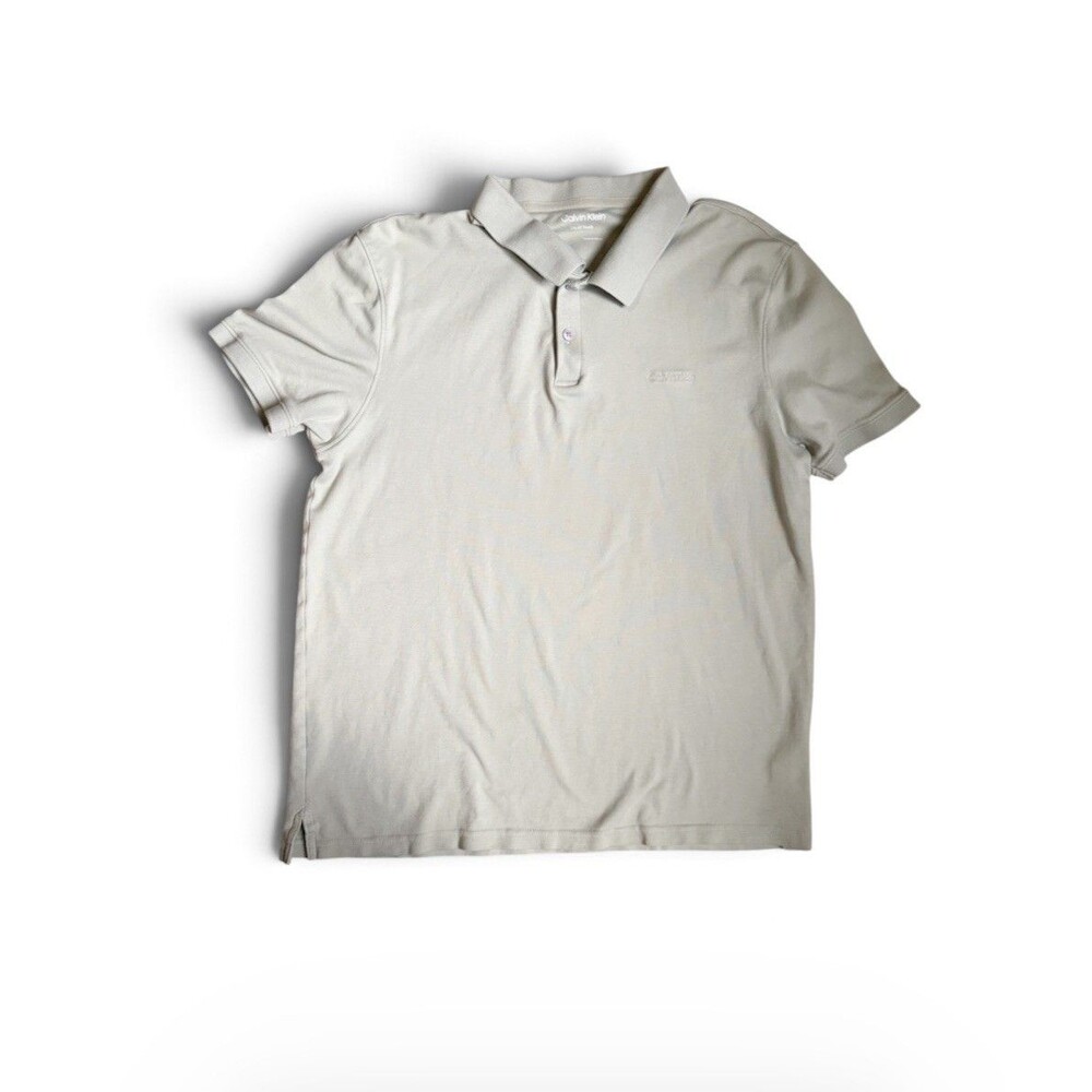 Calvin Klein Classic Short Sleeve Cotton Polo Shirt M Sage
